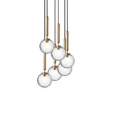 Brass/Optic Clear Small Miira 6 Multi-Light Suspension by Nuura