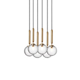 Brass/Optic Clear Small Miira 6 Multi-Light Suspension by Nuura