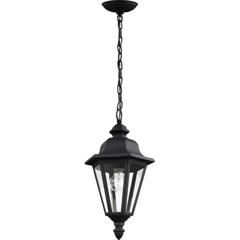 Brentwood Outdoor Pendant — Black with Clear Glass