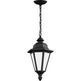 Brentwood Outdoor Pendant — Black with Smooth White Glass