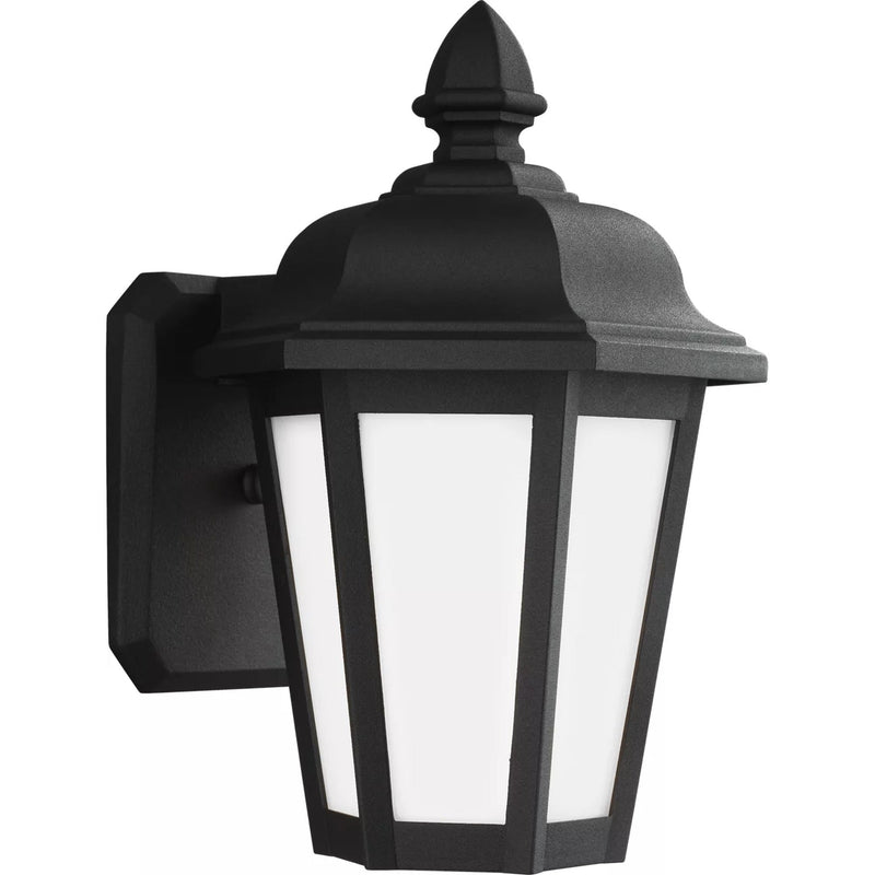 Brentwood Outdoor Wall Lantern — 10 Inch, Black with Smooth White Glass