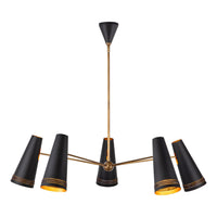 Brickell Chandelier — Matte Black/Hazelnut Leather