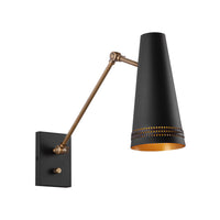 Brickell Wall Sconce — Matte Black/Hazelnut Leather