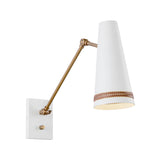 Brickell Wall Sconce — Matte White/Hazelnut Leather