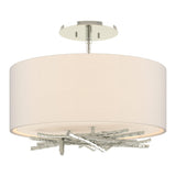 Brindille Semi-Flush Mount in Sterling, Flax Shade by Hubbardton Forge