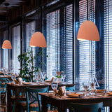 Brisa Small Ceramic Pendant by Justice Design in Restaurant