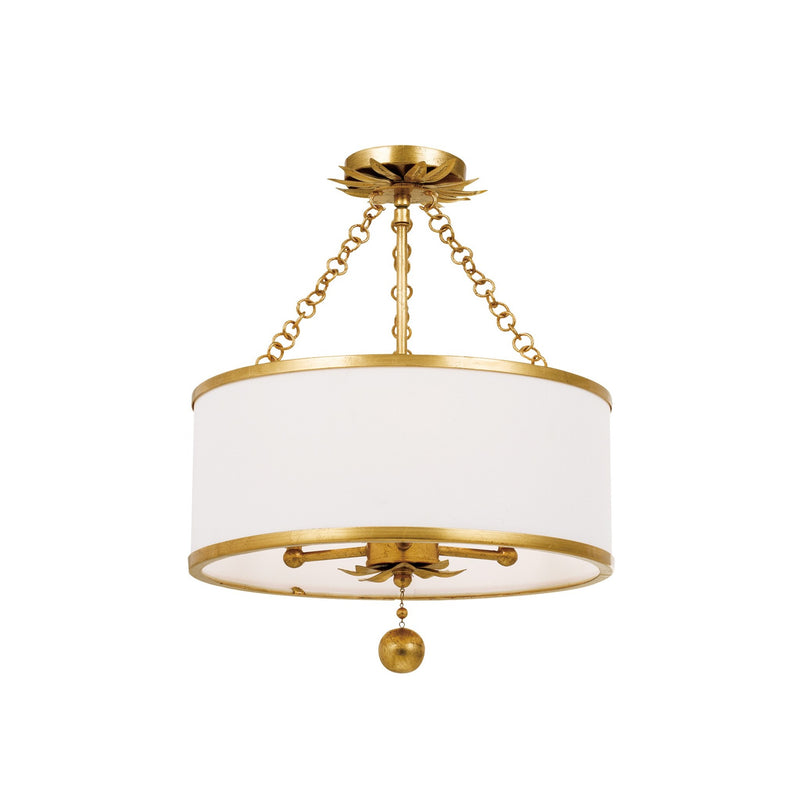 Broche Drum Semi-Flush Mount 14'' Antique Gold