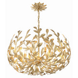 Broche Leaf Crown Chandelier 27'' Antique Gold