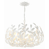 Broche Leaf Crown Chandelier 27'' Matte White