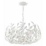 Broche Leaf Crown Chandelier 27'' Matte White