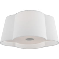 Bronte Shade Flushmount — 14", Silk Screen White Inside Clear Outside, Burnished Brass