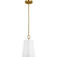 Bronte Shade Pendant — 9 1/4", Silk Screen White Inside Clear Outside, Burnished Brass