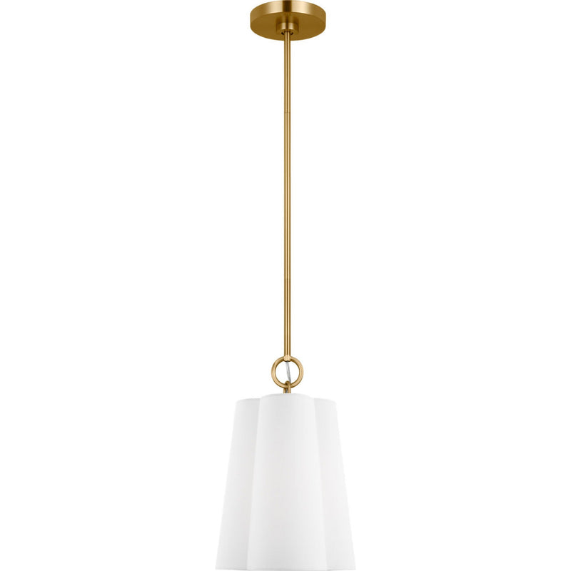 Bronte Shade Pendant — 9 1/4", Silk Screen White Inside Clear Outside, Burnished Brass