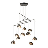 Brooklyn 10-Light Double Shade Mobile Chandelier, shown in Dark Smoke, Soft Gold, Standard, by Hubbardton Forge