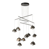 Brooklyn 10-Light Double Shade Mobile Chandelier, shown in Dark Smoke, Soft Gold, Standard, by Hubbardton Forge