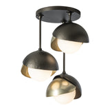 Brooklyn 3-Light Double Shade Semi-Flush Mount, shown in Oil Rubbed Bronze, Modern Brass, by Hubbardton Forge