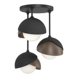 Brooklyn 3-Light Double Shade Semi-Flush Mount in Black, Bronze by Hubbardton Forge