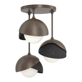 Brooklyn 3-Light Double Shade Semi-Flush Mount in Bronze, Black by Hubbardton Forge