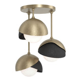 Brooklyn 3-Light Double Shade Semi-Flush Mount in Soft Gold, Black by Hubbardton Forge