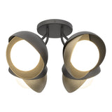 Brooklyn 4-Light Double Shade Semi-Flush Mount in Black, Soft Gold by Hubbardton Forge