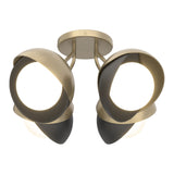 Brooklyn 4-Light Double Shade Semi-Flush Mount in Soft Gold, Black by Hubbardton Forge