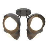 Brooklyn 4-Light Double Shade Semi-Flush Mount in Sterling, Black by Hubbardton Forge