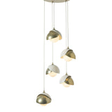 Brooklyn 5-Light Double Shade Pendant, shown in Modern Brass, White, Standard, by Hubbardton Forge