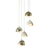 Brooklyn 5-Light Double Shade Pendant, shown in Modern Brass, White, Standard, by Hubbardton Forge