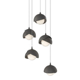 Brooklyn 5-Light Double Shade Pendant in Dark Smoke, Natural Iron, Long by Hubbardton Forge