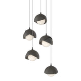 Brooklyn 5-Light Double Shade Pendant in Natural Iron, Dark Smoke, Long by Hubbardton Forge
