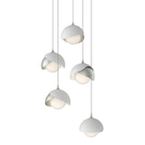 Brooklyn 5-Light Double Shade Pendant in Sterling, White, Long by Hubbardton Forge