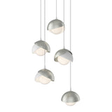 Brooklyn 5-Light Double Shade Pendant in White, Sterling, Long by Hubbardton Forge