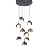 Brooklyn 9-Light Double Shade Chandelier, shown in Black, Sterling, Standard, by Hubbardton Forge
