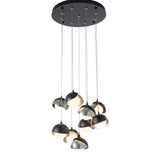 Brooklyn 9-Light Double Shade Chandelier, shown in Black, Sterling, Standard, by Hubbardton Forge