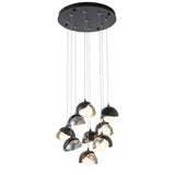 Brooklyn 9-Light Double Shade Chandelier, shown in Black, Sterling, Standard, by Hubbardton Forge