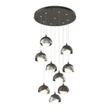 Brooklyn 9-Light Double Shade Chandelier in Dark Smoke, Vintage Platinum, Standard by Hubbardton Forge