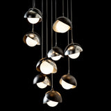 Brooklyn 9-Light Double Shade Chandelier detail in Black, Sterling, Standard, by Hubbardton Forge