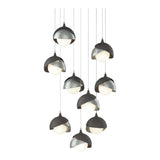 Brooklyn 9-Light Double Shade Chandelier in Natural Iron, Vintage Platinum, Long by Hubbardton Forge