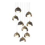 Brooklyn 9-Light Double Shade Chandelier in Soft Gold, Dark Smoke, Long by Hubbardton Forge