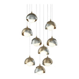 Brooklyn 9-Light Double Shade Chandelier in Soft Gold, Vintage Platinum, Long by Hubbardton Forge