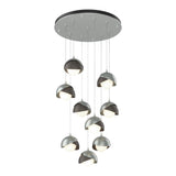 Brooklyn 9-Light Double Shade Chandelier in Vintage Platinum, Dark Smoke, Standard by Hubbardton Forge