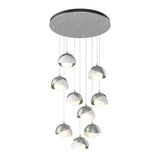 Brooklyn 9-Light Double Shade Chandelier in Vintage Platinum, White, Standard by Hubbardton Forge