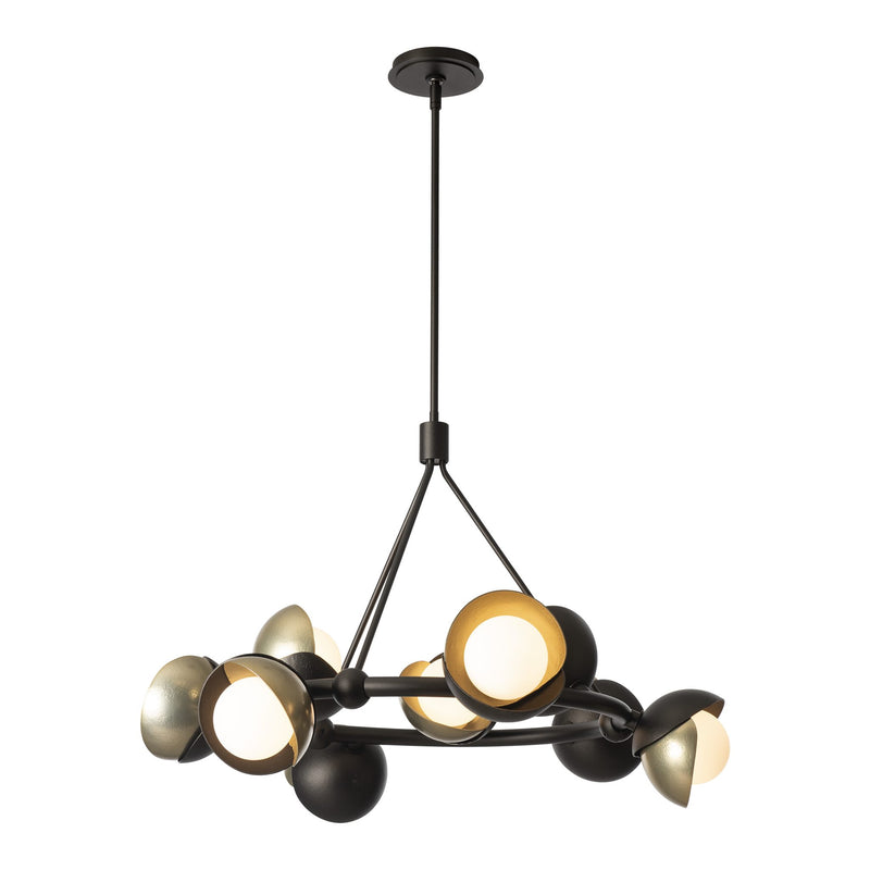 Brooklyn 9-Light Double Shade Ring Chandelier, shown in Oil Rubbed Bronze, Modern Brass, by Hubbardton Forge
