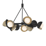 Brooklyn 9-Light Double Shade Ring Chandelier in Black, Soft Gold by Hubbardton Forge
