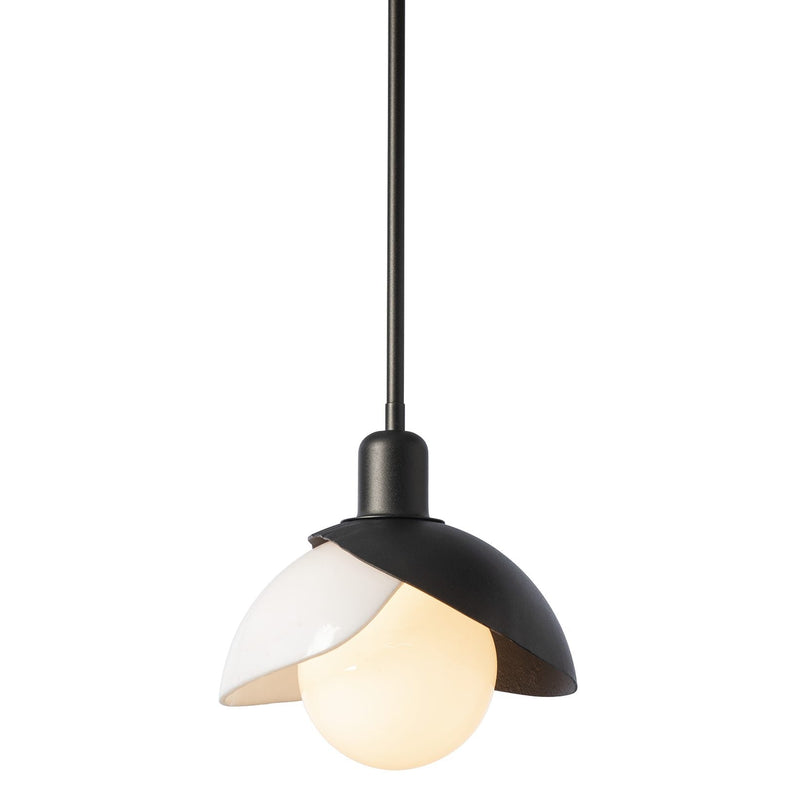 Brooklyn Double Shade Art Glass Mini Pendant, shown in Oil Rubbed Bronze, by Hubbardton Forge