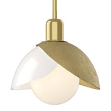 Brooklyn Double Shade Art Glass Mini Pendant in Modern Brass by Hubbardton Forge