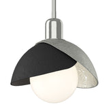 Brooklyn Double Shade Mini Pendant in Sterling, Black by Hubbardton Forge