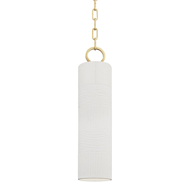Brookville Pendant - Aged Brass with White by Hudson Valley