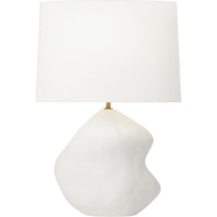 Broxton Table Lamp — 17", White Linen, Matte White Ceramic