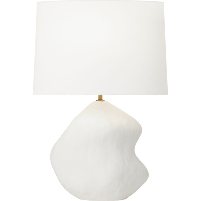 Broxton Table Lamp — 17", White Linen, Matte White Ceramic